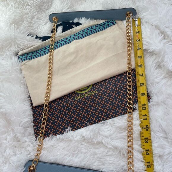 NWT . Tory Burch Britten Flap Shoulder Bag Blue Cloud - Picture 13 of 13